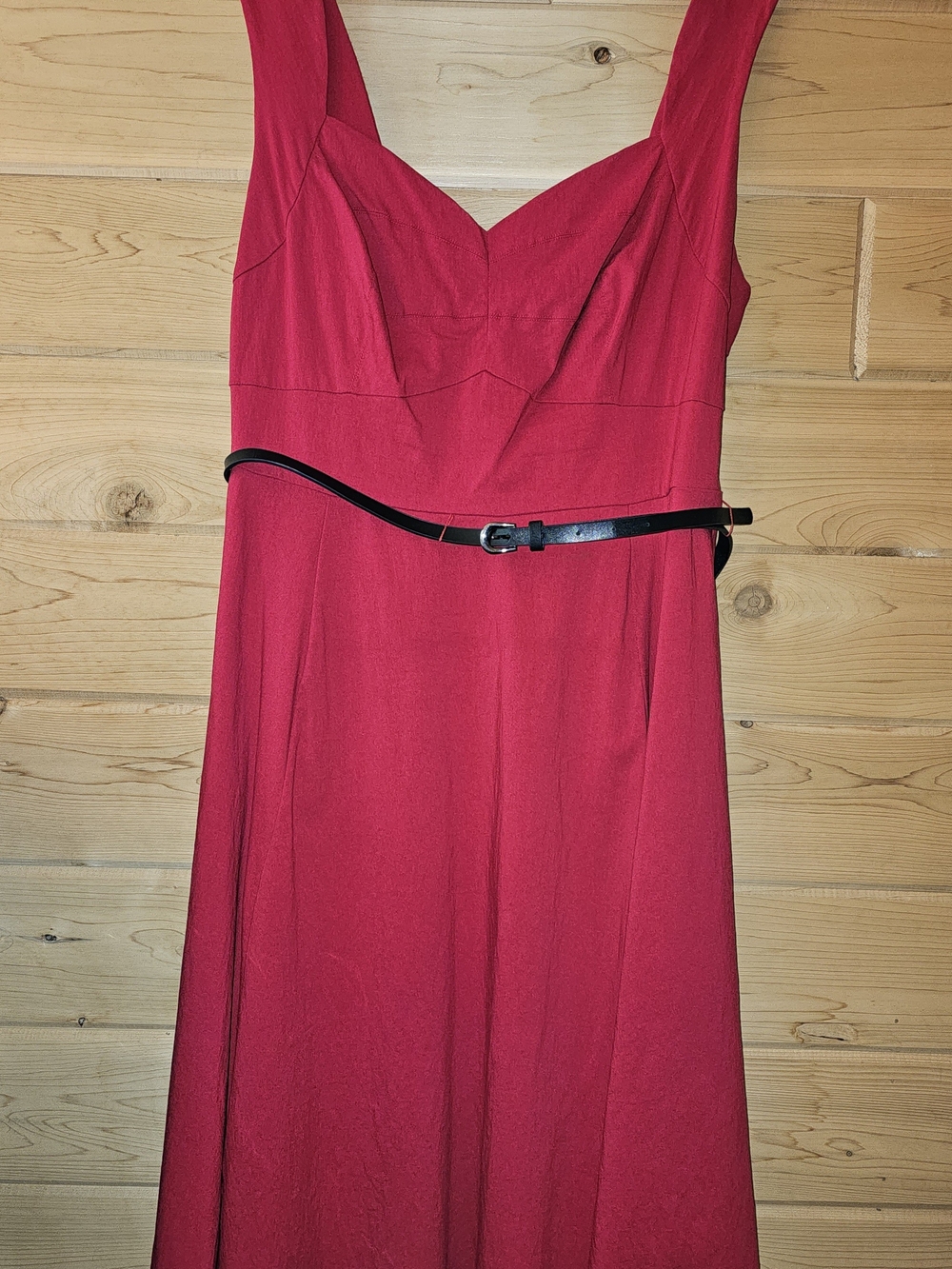 Torrid Size 16 Red Sleeveless Sweetheart A-Line Dress + Black Belt | Rayon Blend